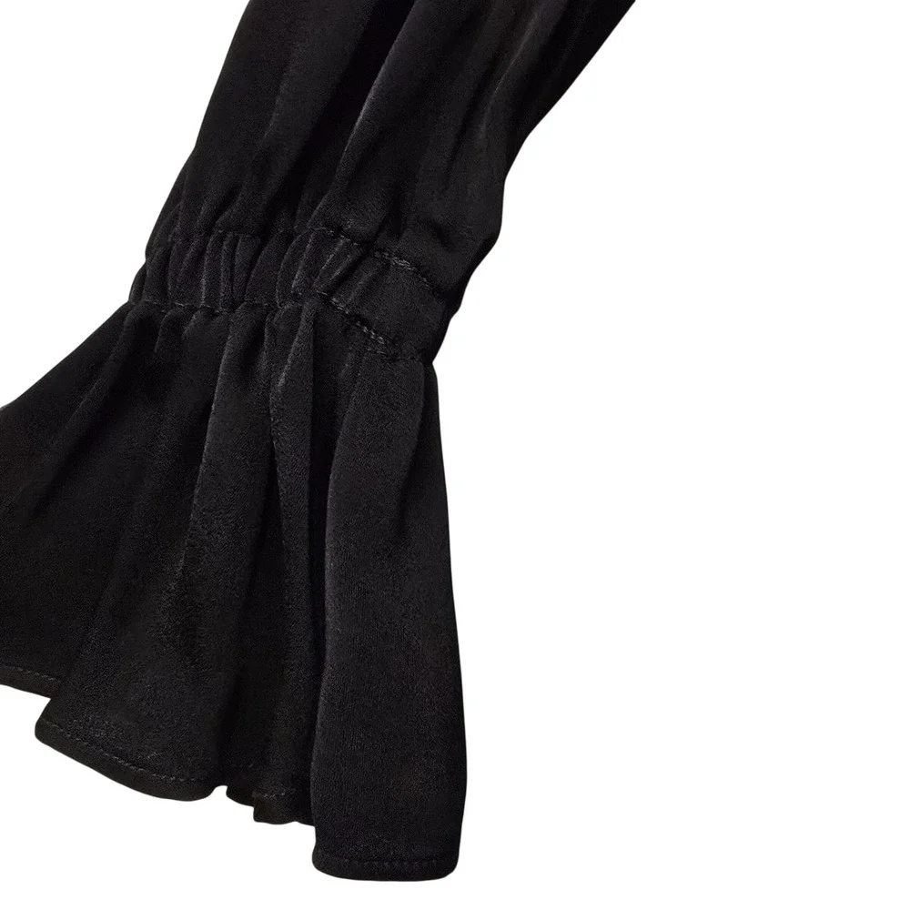 NWT Etro Milano Black Floral Embroidered Wrap Dress Made in Italy Size 44/ US 8 - Picture 6 of 12